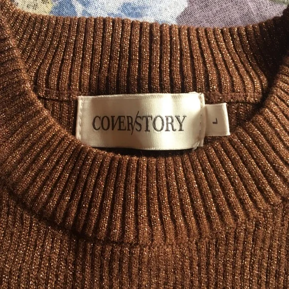 🍻Cover story cold shoulder Shimmer Sweater Large 🍻 - Picture 4 of 15